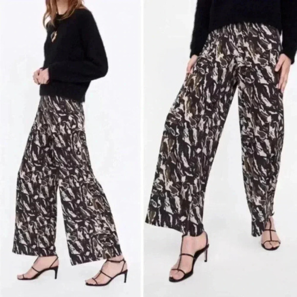 NWT ZARA WIDE LEG PALAZZO PANT S - Picture 1 of 6